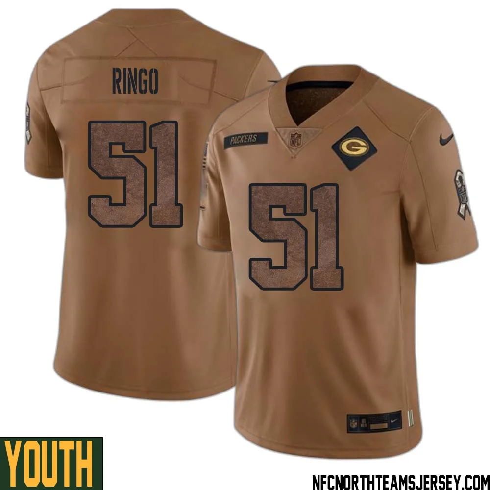 Jim Ringo No 51 Green Bay Packers 2023 Salute To Service Limited Player Jersey Youth Brown