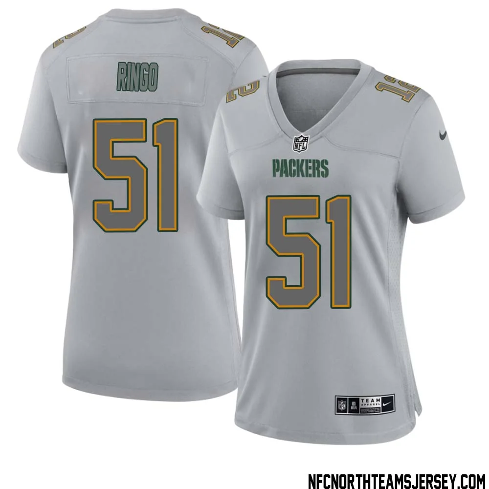 Jim Ringo No 51 Green Bay Packers Atmosphere Jersey Grey Womens 1