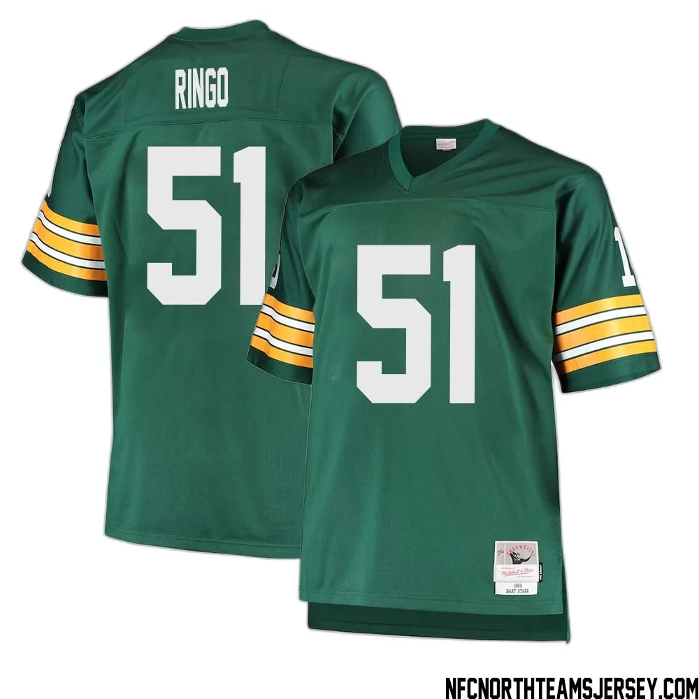 Jim Ringo No 51 Green Bay Packers Mitchell Ness Big Tall 1968 Retired Player Replica Jersey Green 1