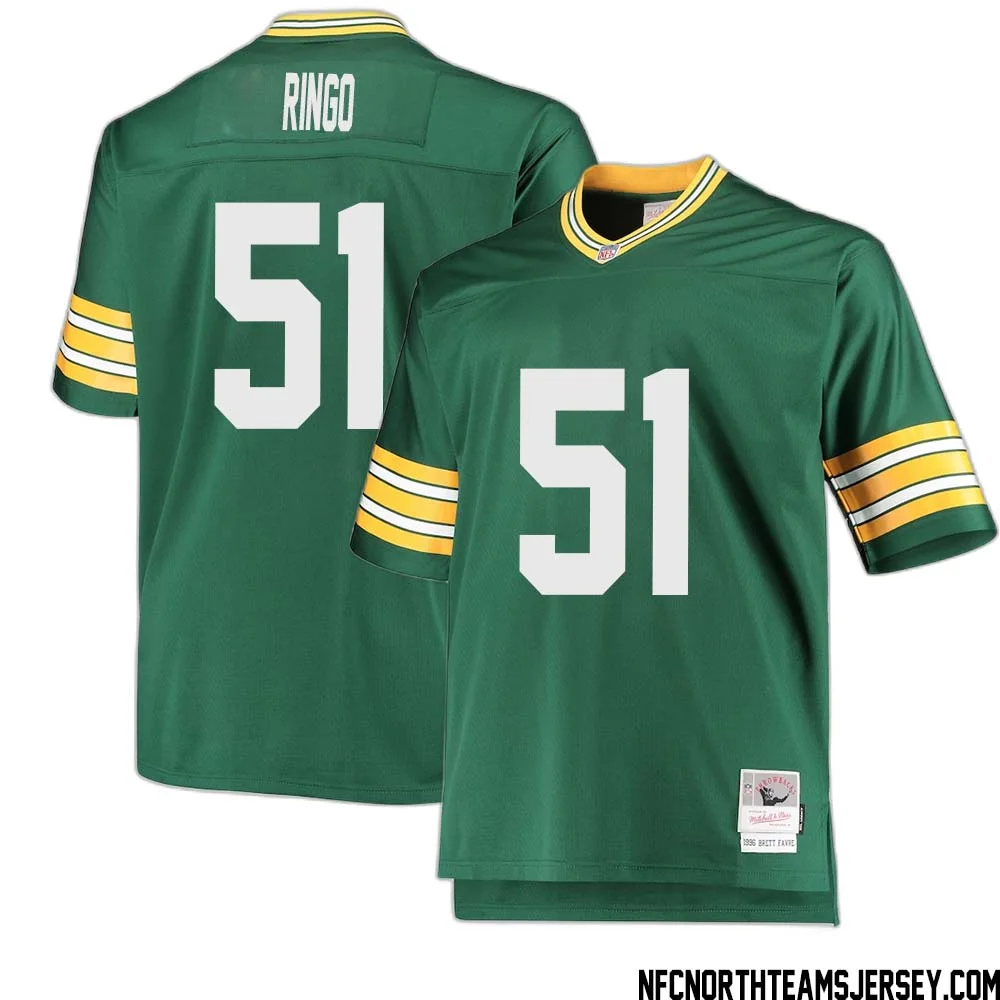 Jim Ringo No 51 Green Bay Packers Mitchell Ness Big Tall 1996 Retired Player Replica Jersey Green 2