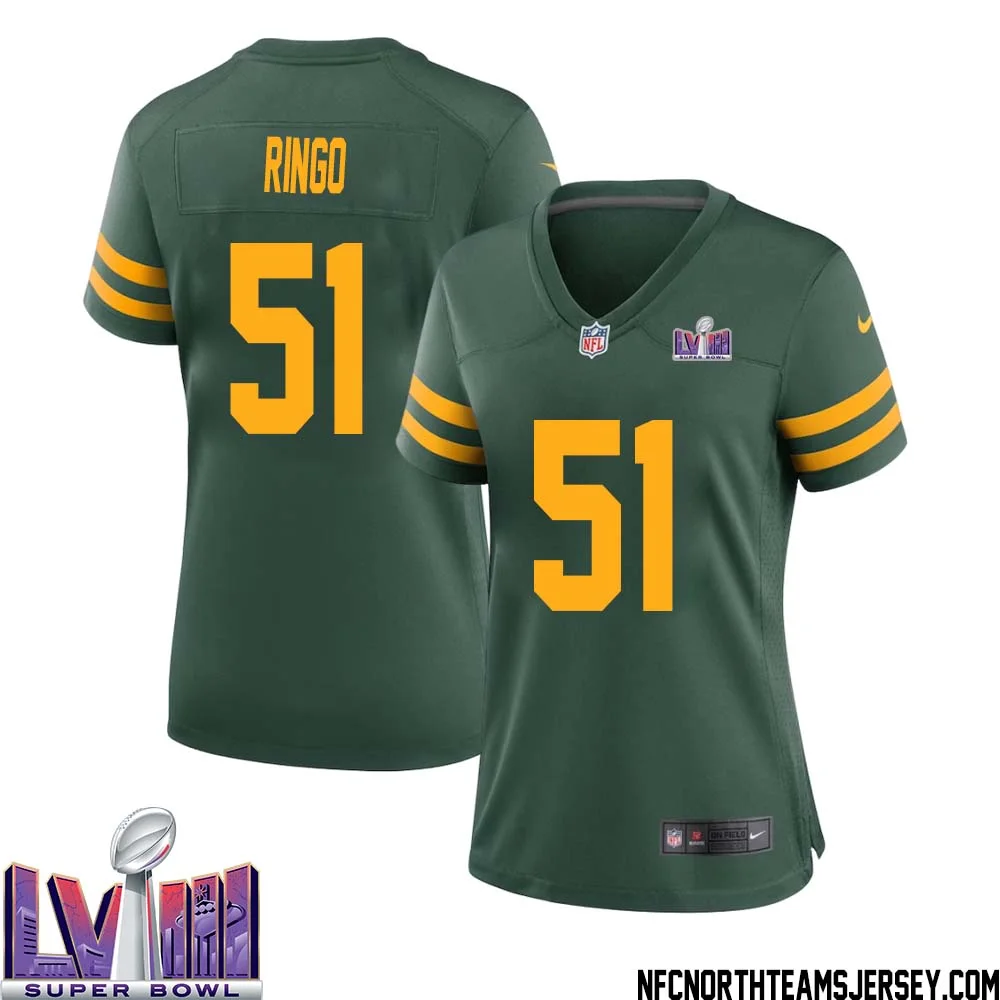 Jim Ringo No 51 Green Bay Packers Super Bowl LVIII Alternate Green Jersey for Women