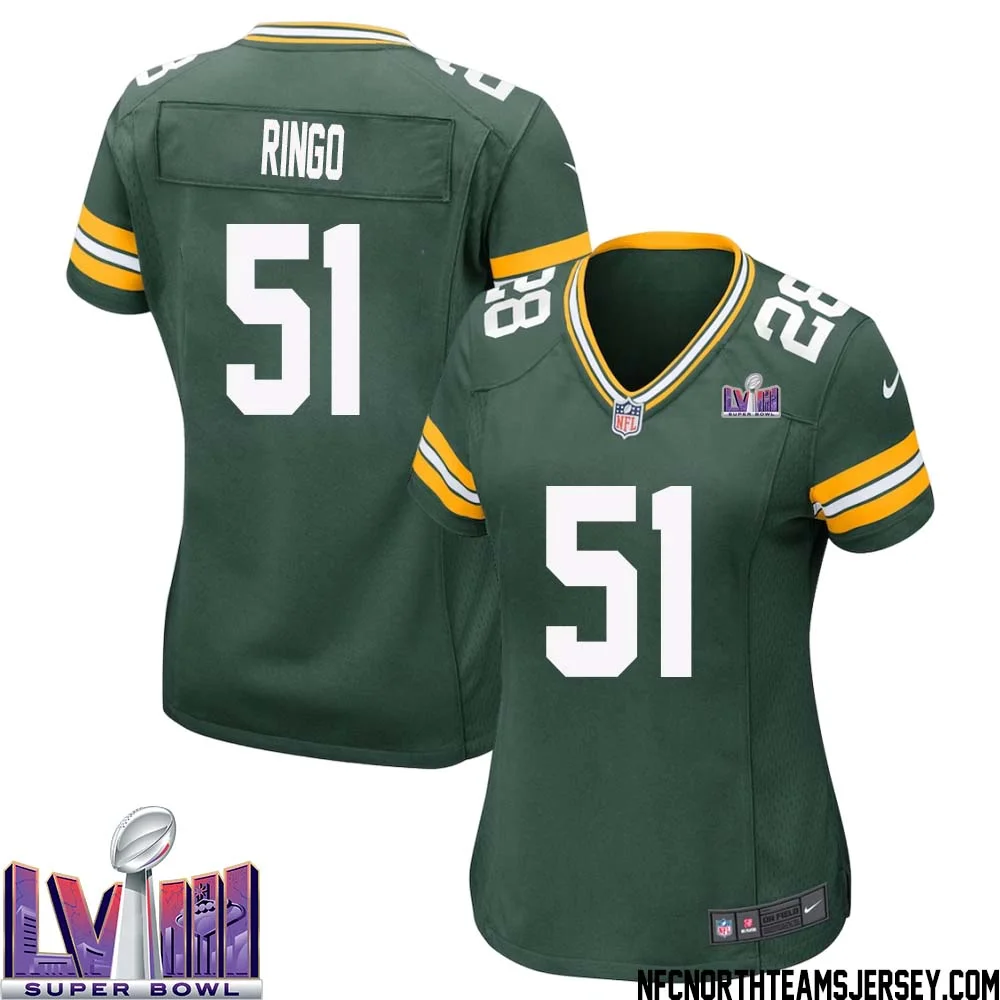Jim Ringo No 51 Green Bay Packers Super Bowl LVIII Home Game Jersey Womens