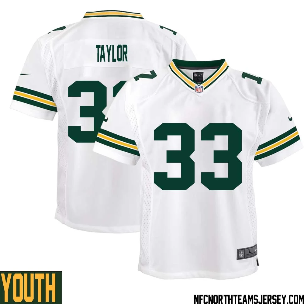 Jim Taylor No 33 Green Bay Packers Away Game Jersey Youth White 1