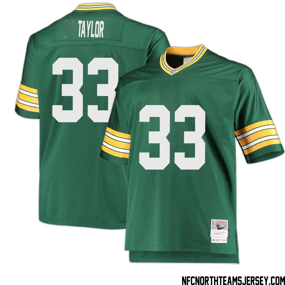 Jim Taylor No 33 Green Bay Packers Mitchell Ness Big Tall 1996 Retired Player Replica Jersey Green 2