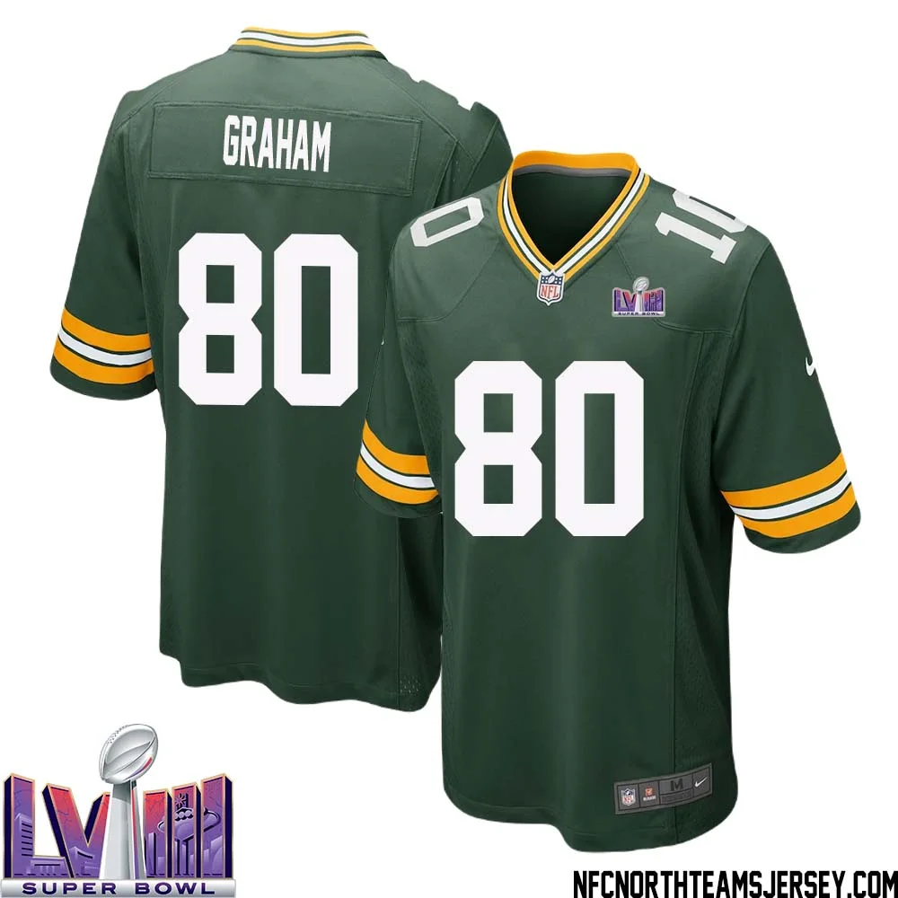 Jimmy Graham No 80 Green Bay Packers Super Bowl LVIII Home Game Jersey Mens 1