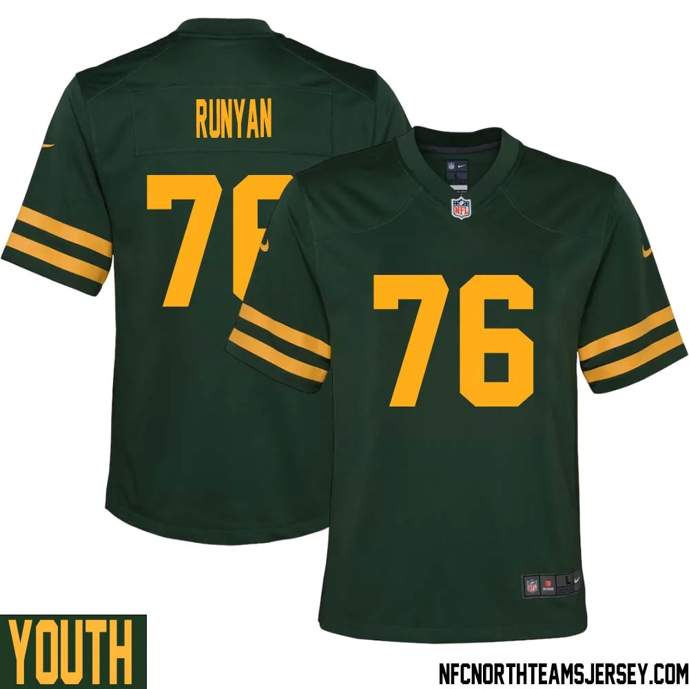 Jon Runyan No 76 Green Bay Packers Alternate Jersey Green Youth 1