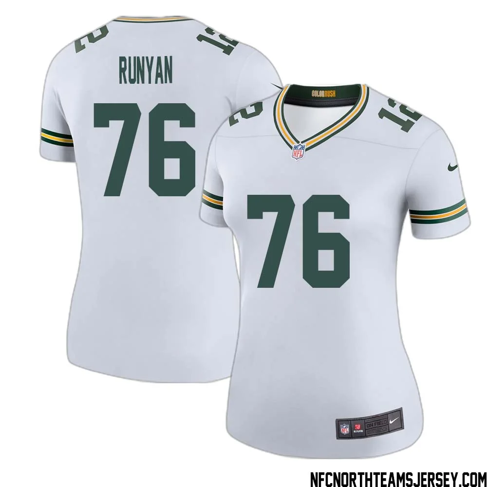 Jon Runyan No 76 Green Bay Packers Color Rush Legend Jersey White Womens 1