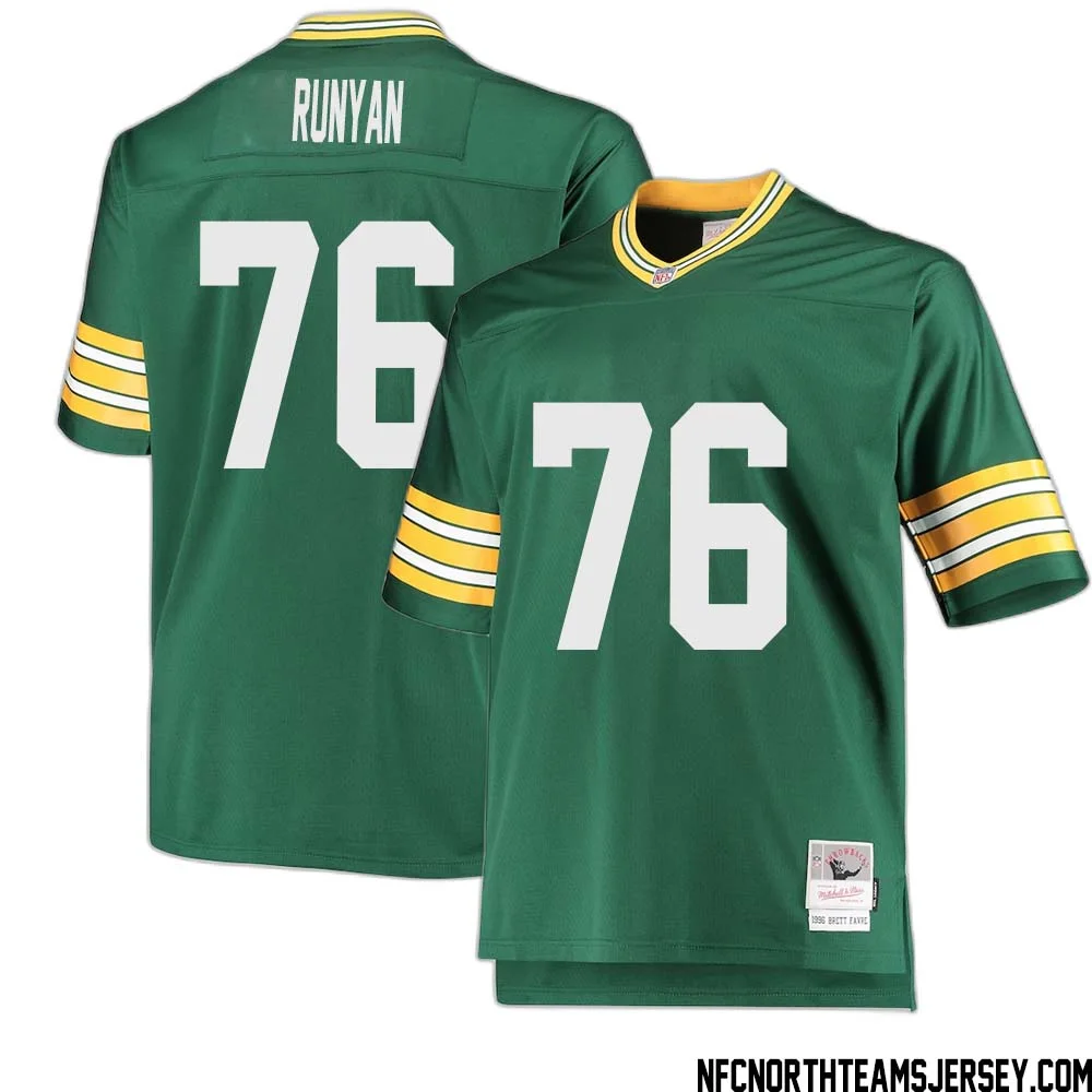 Jon Runyan No 76 Green Bay Packers Mitchell Ness Big Tall 1996 Retired Player Replica Jersey Green 2