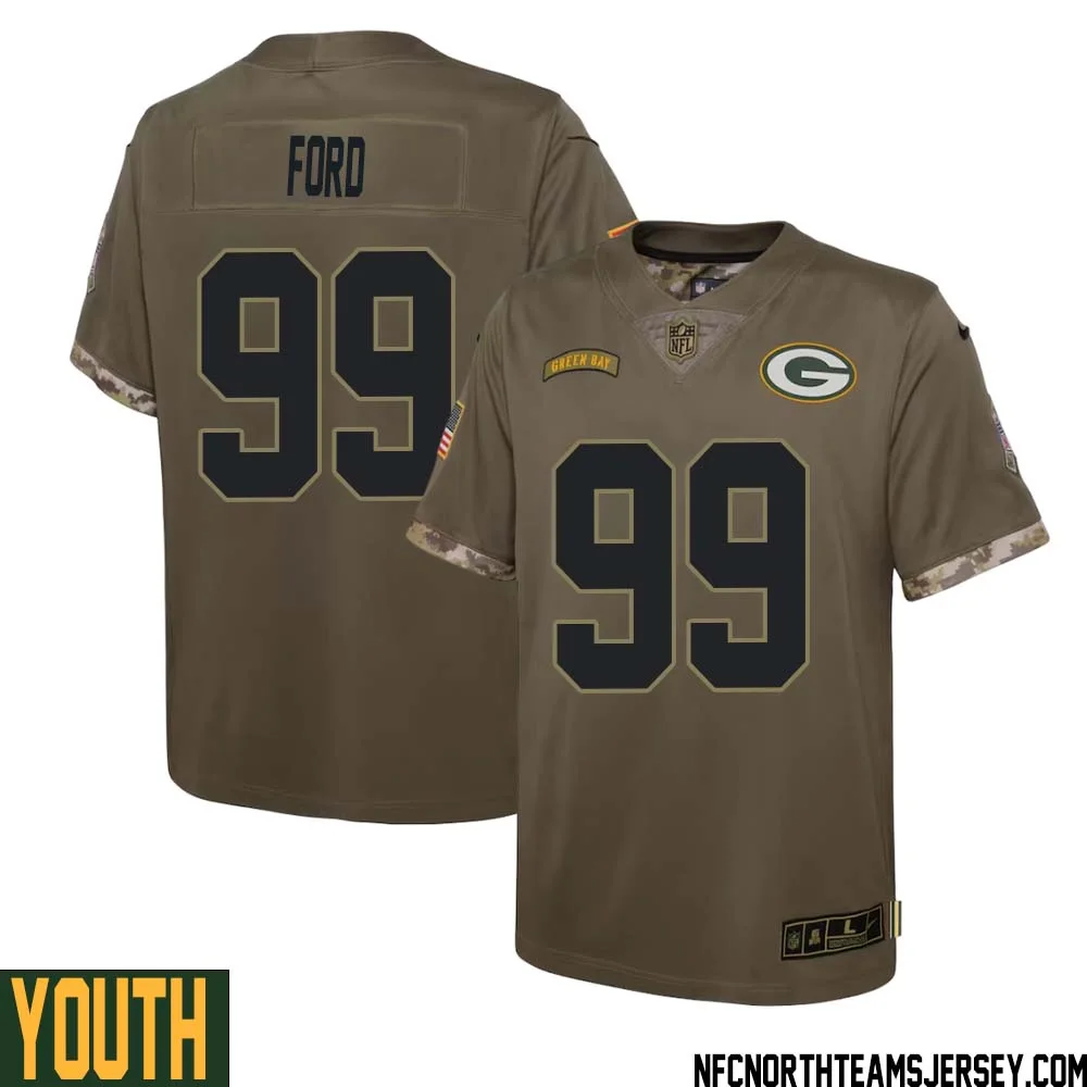 Jonathan Ford No 99 Green Bay Packers 2022 Salute To Service Limited Player Jersey Youth
