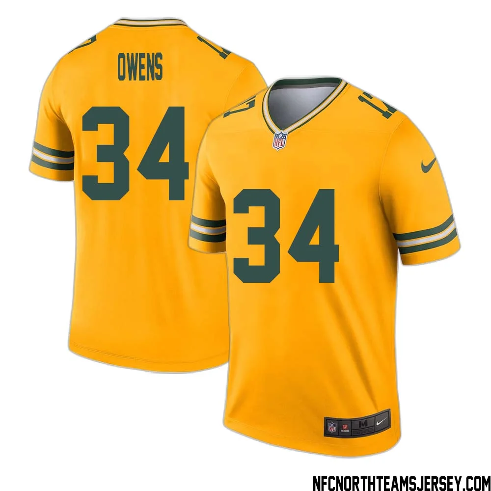 Jonathan Owens No 34 Davante Adams Green Bay Packers Inverted Legend Jersey Gold