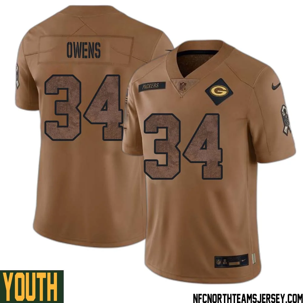 Jonathan Owens No 34 Green Bay Packers 2023 Salute To Service Limited Player Jersey Youth Brown 1
