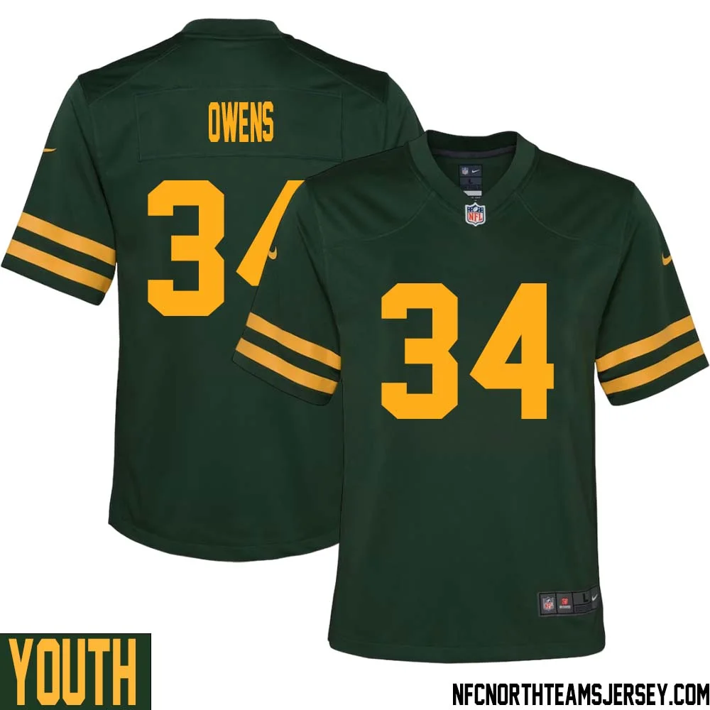 Jonathan Owens No 34 Green Bay Packers Alternate Jersey Green Youth 1