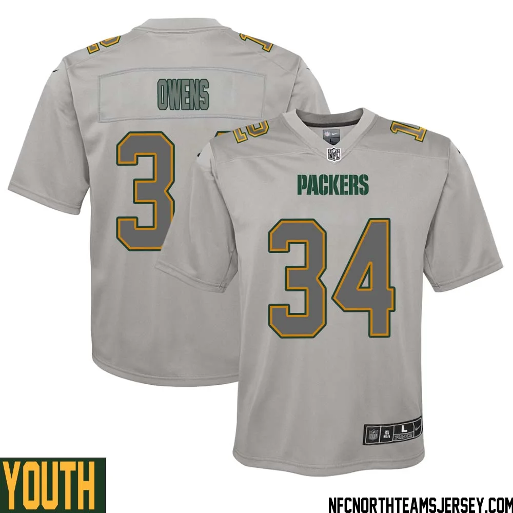 Jonathan Owens No 34 Green Bay Packers Atmosphere Jersey Grey Youth 1