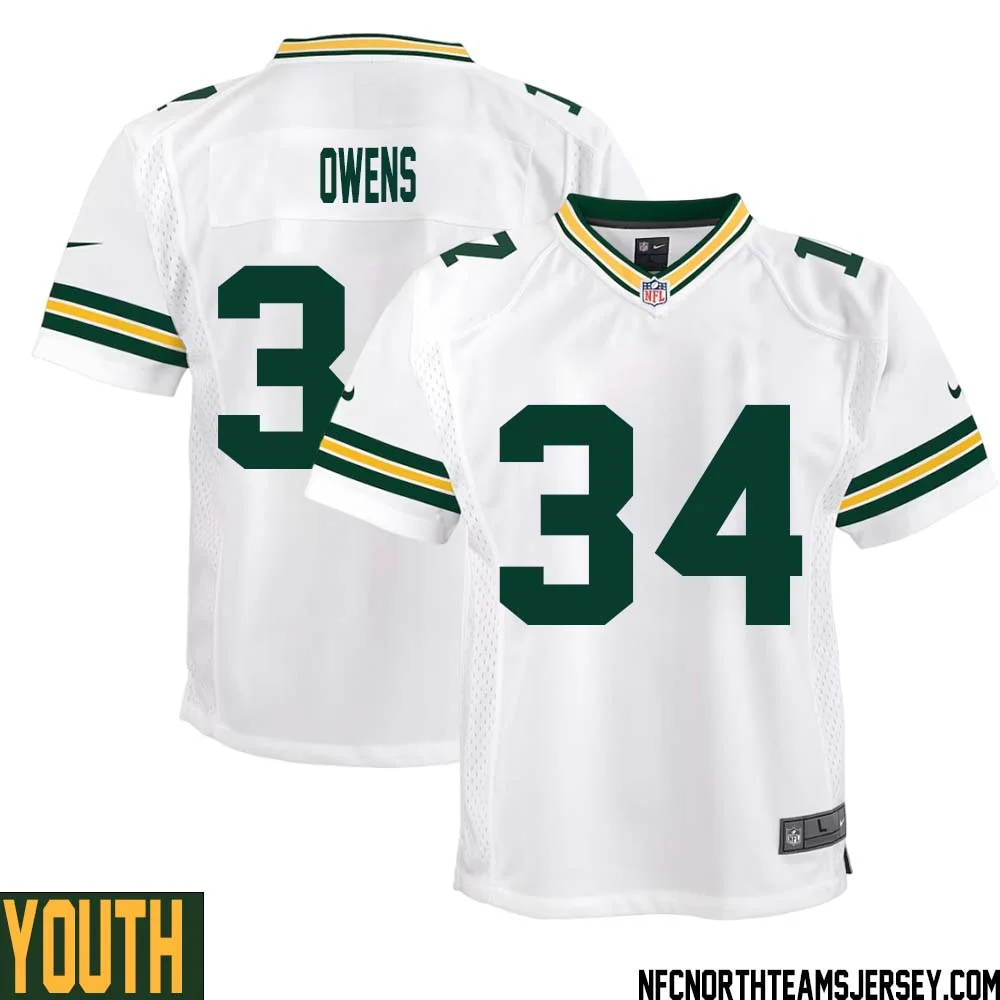 Jonathan Owens No 34 Green Bay Packers Away Game Jersey Youth White 1