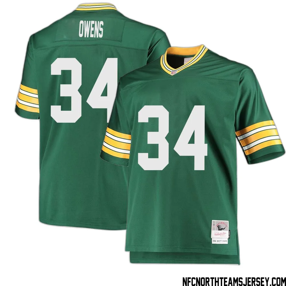 Jonathan Owens No 34 Green Bay Packers Mitchell Ness Big Tall 1996 Retired Player Replica Jersey Green 2