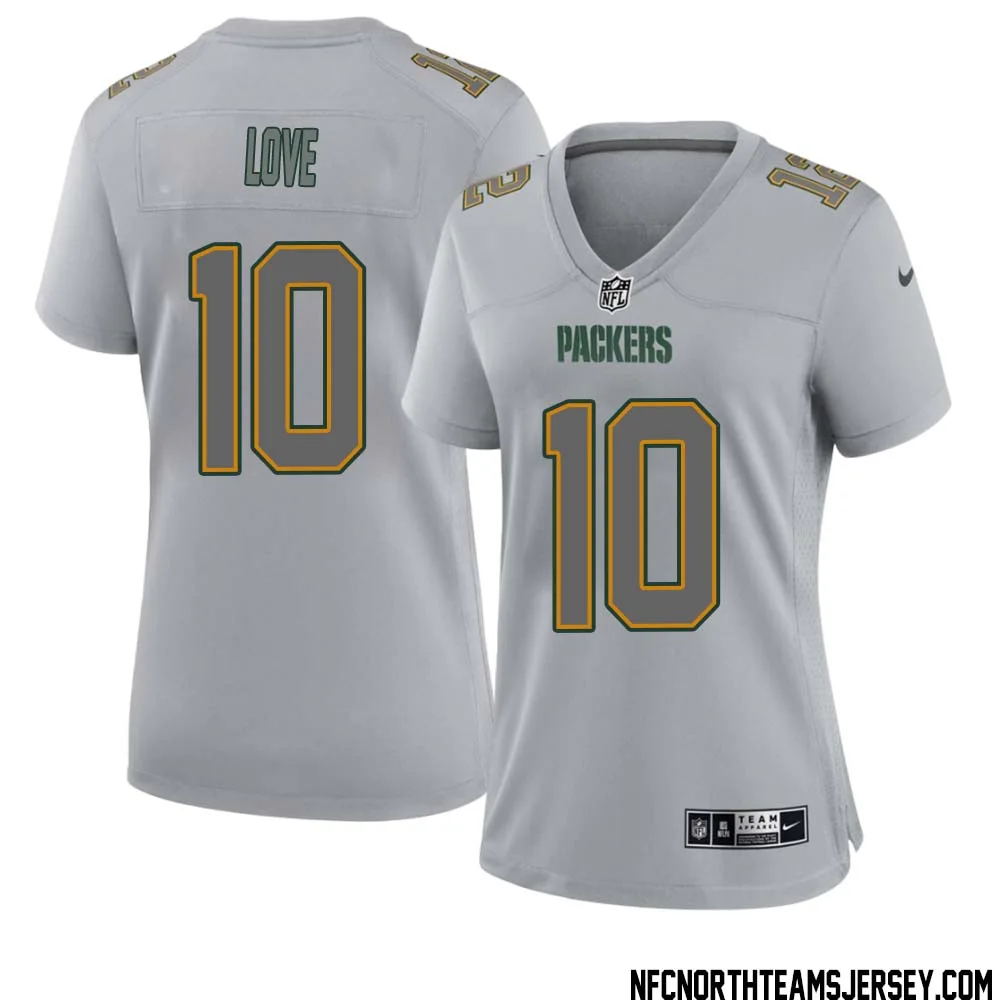 Jordan Love No 10 Green Bay Packers Atmosphere Jersey Grey Womens