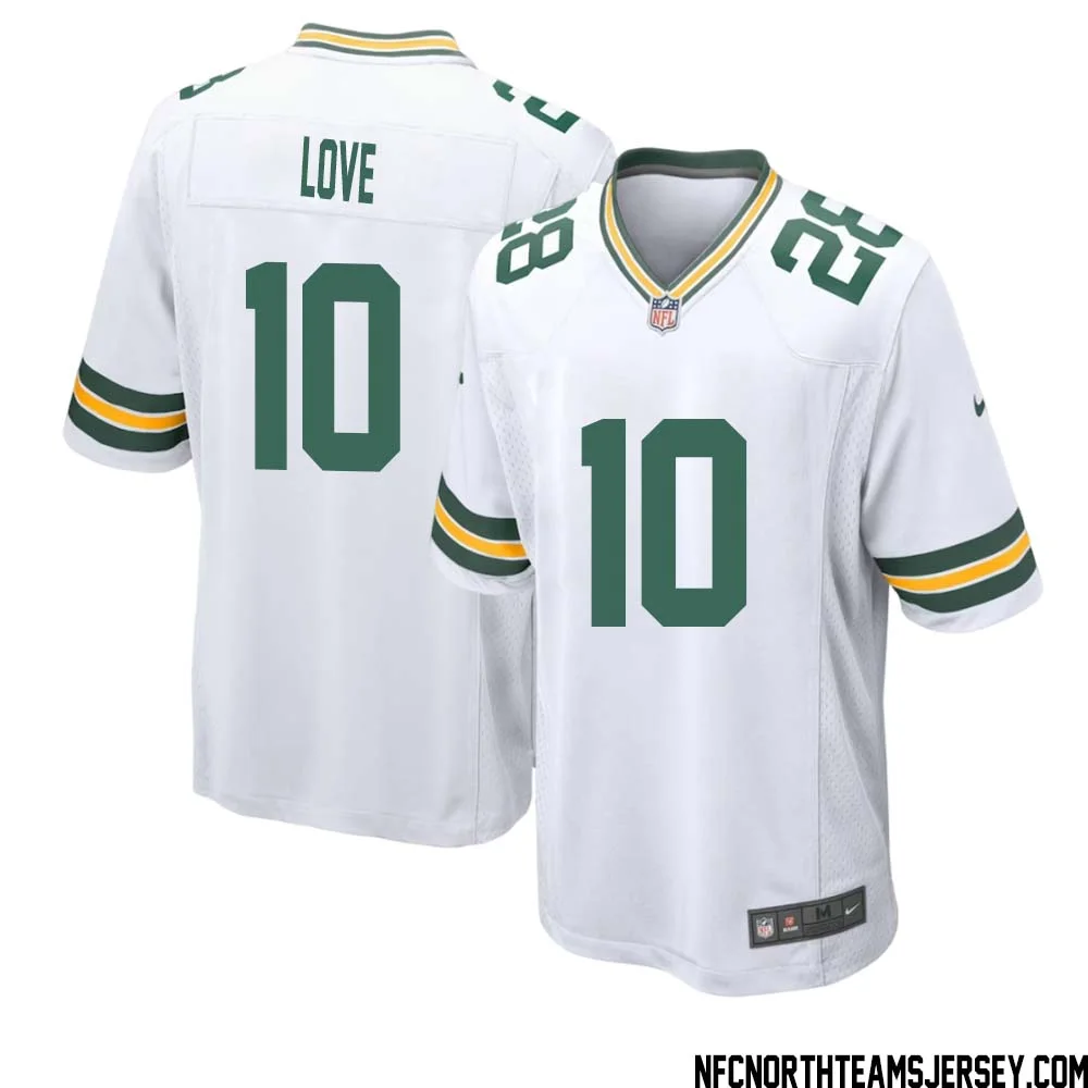 Jordan Love No 10 Green Bay Packers Away Game Jersey Mens White