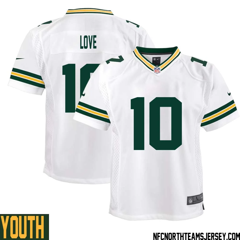 Jordan Love No 10 Green Bay Packers Away Game Jersey Youth White