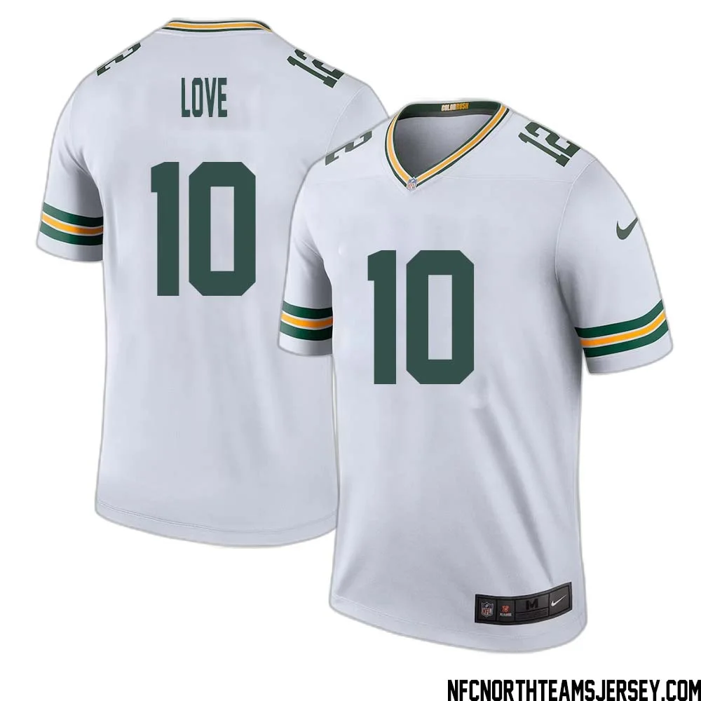 Jordan Love No 10 Green Bay Packers Color Rush Legend Jersey White Mens 1
