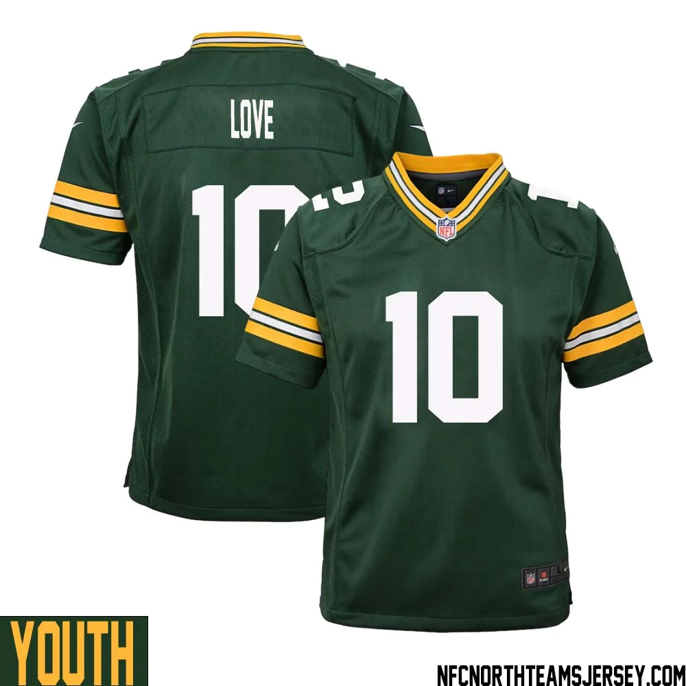 Jordan Love No 10 Green Bay Packers Home Game Jersey Youth 1