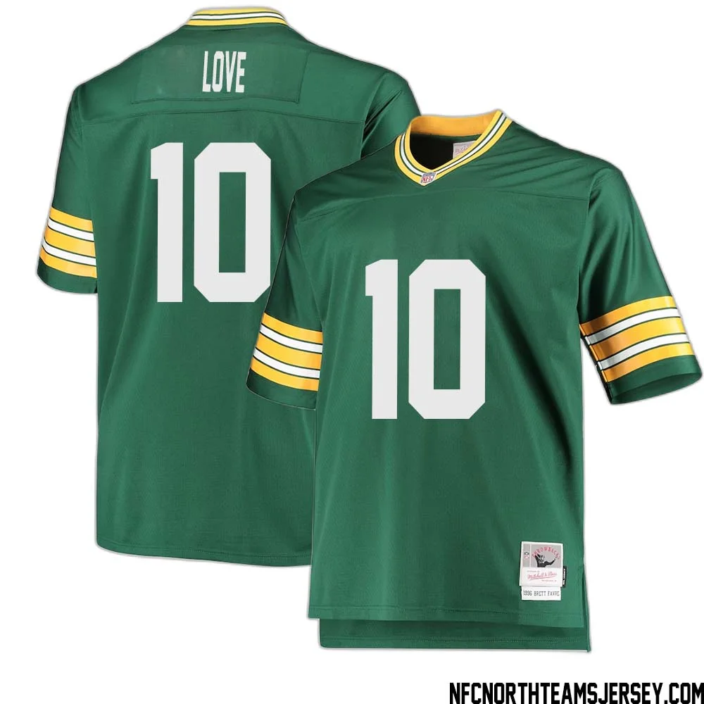 Jordan Love No 10 Green Bay Packers Mitchell Ness Big Tall 1996 Retired Player Replica Jersey Green
