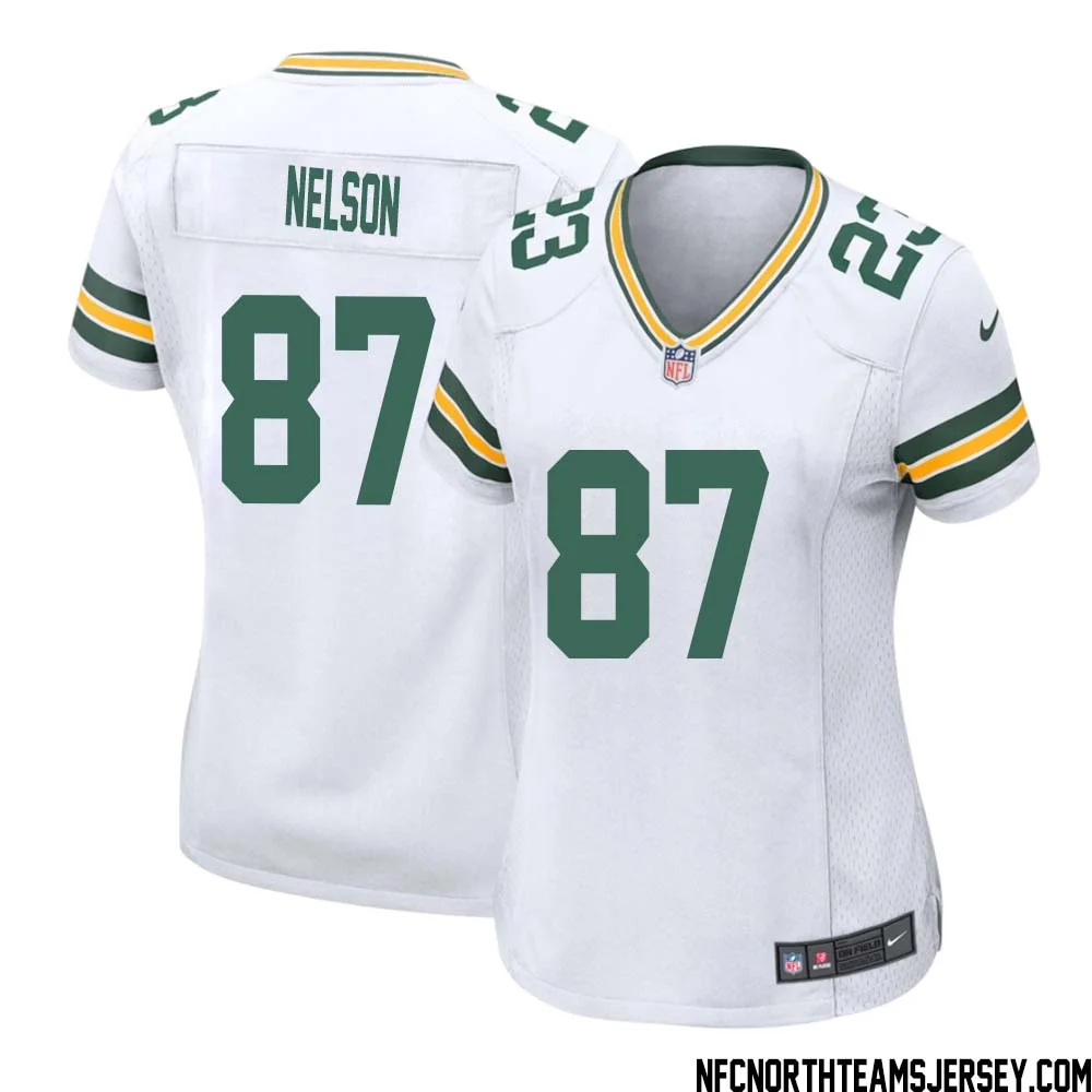 Jordy Nelson No 87 Green Bay Packers Away Game Jersey Womens White 1