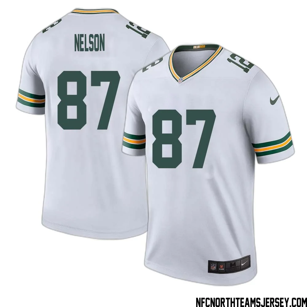 Jordy Nelson No 87 Green Bay Packers Color Rush Legend Jersey White Mens 1