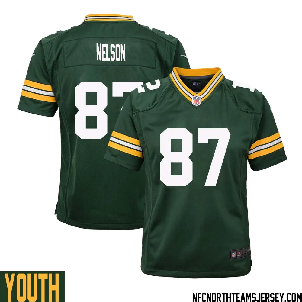 Jordy Nelson No 87 Green Bay Packers Home Game Jersey Youth 1