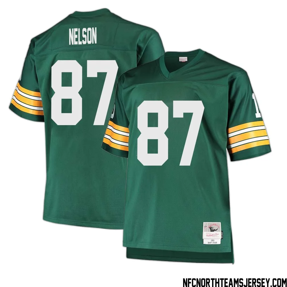 Jordy Nelson No 87 Green Bay Packers Mitchell Ness Big Tall 1968 Retired Player Replica Jersey Green