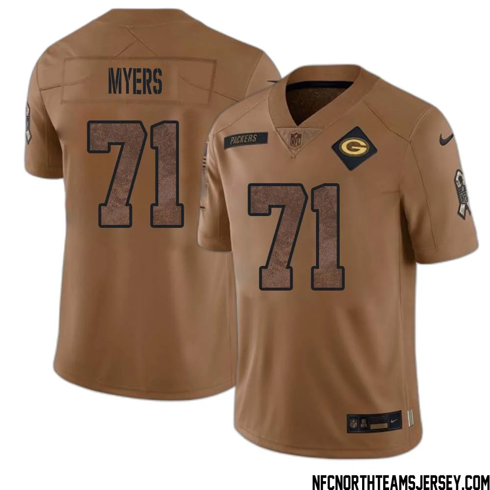 Josh Myers No 71 Green Bay Packers 2023 Salute To Service Limited Player Jersey Men Brown