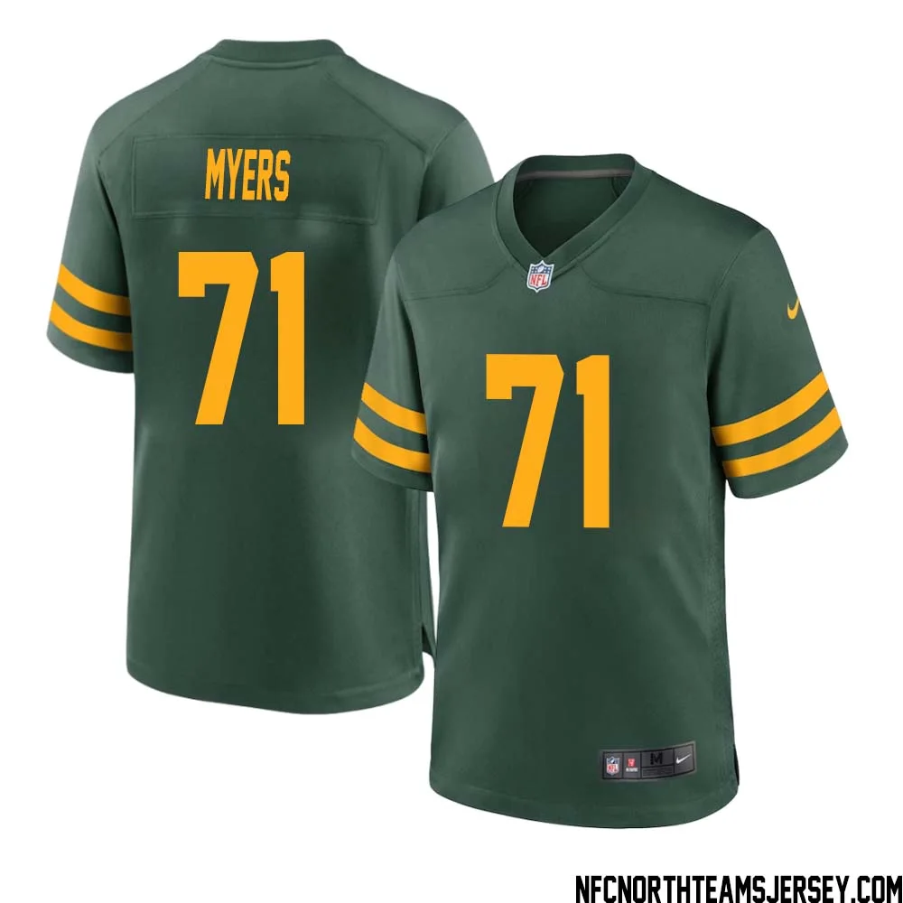 Josh Myers No 71 Green Bay Packers Alternate Jersey Green Mens 1