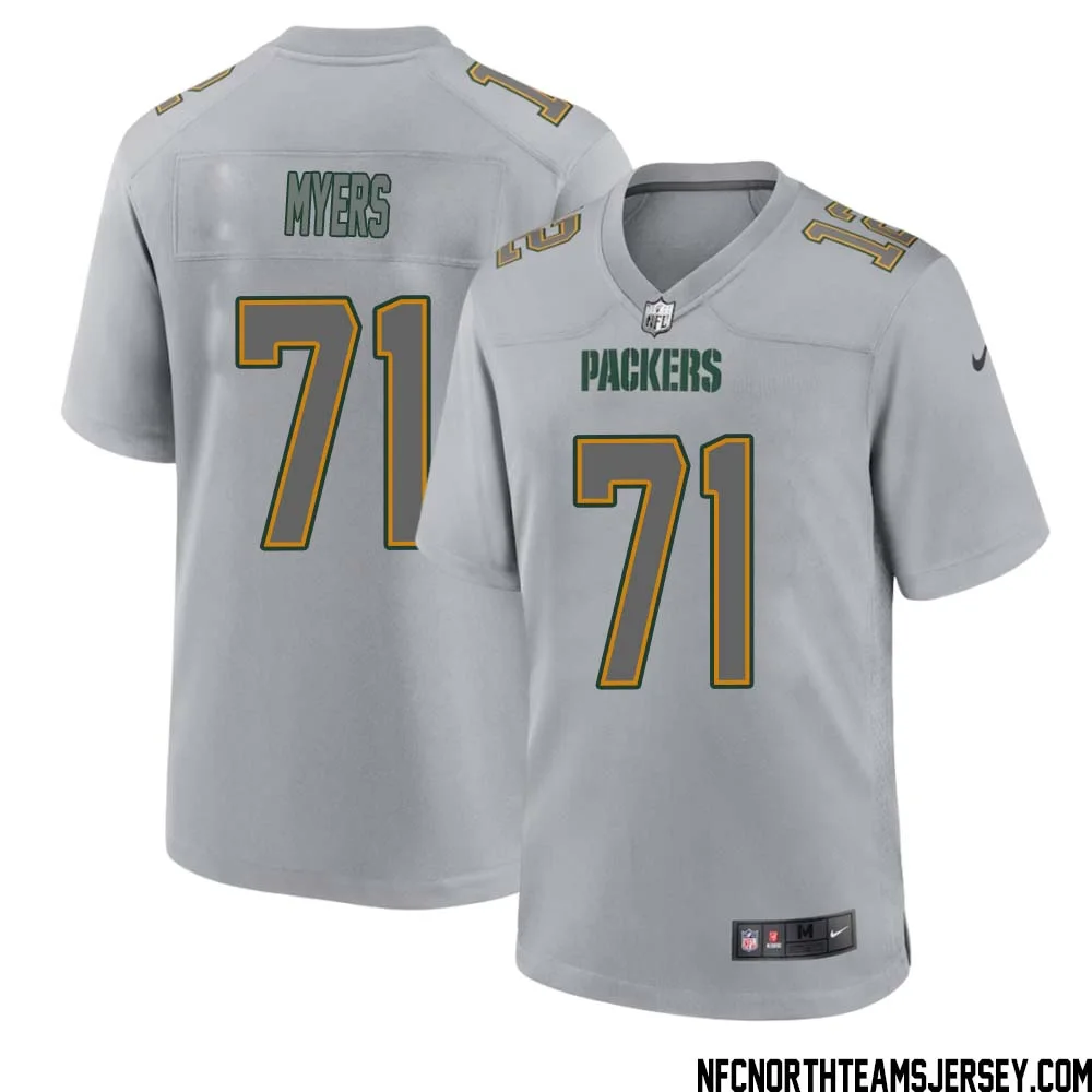 Josh Myers No 71 Green Bay Packers Atmosphere Jersey Grey Mens