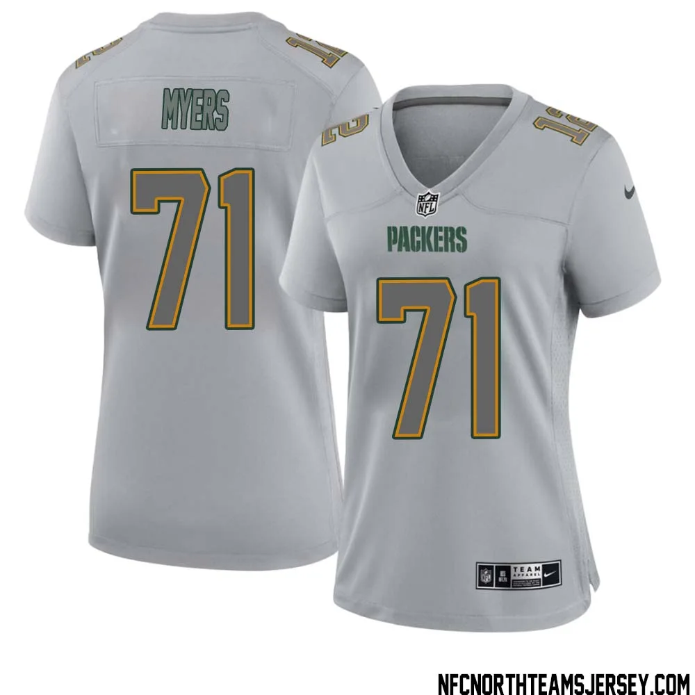 Josh Myers No 71 Green Bay Packers Atmosphere Jersey Grey Womens