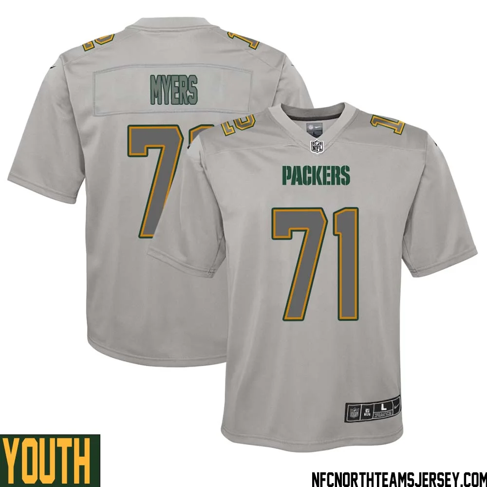 Josh Myers No 71 Green Bay Packers Atmosphere Jersey Grey Youth 1