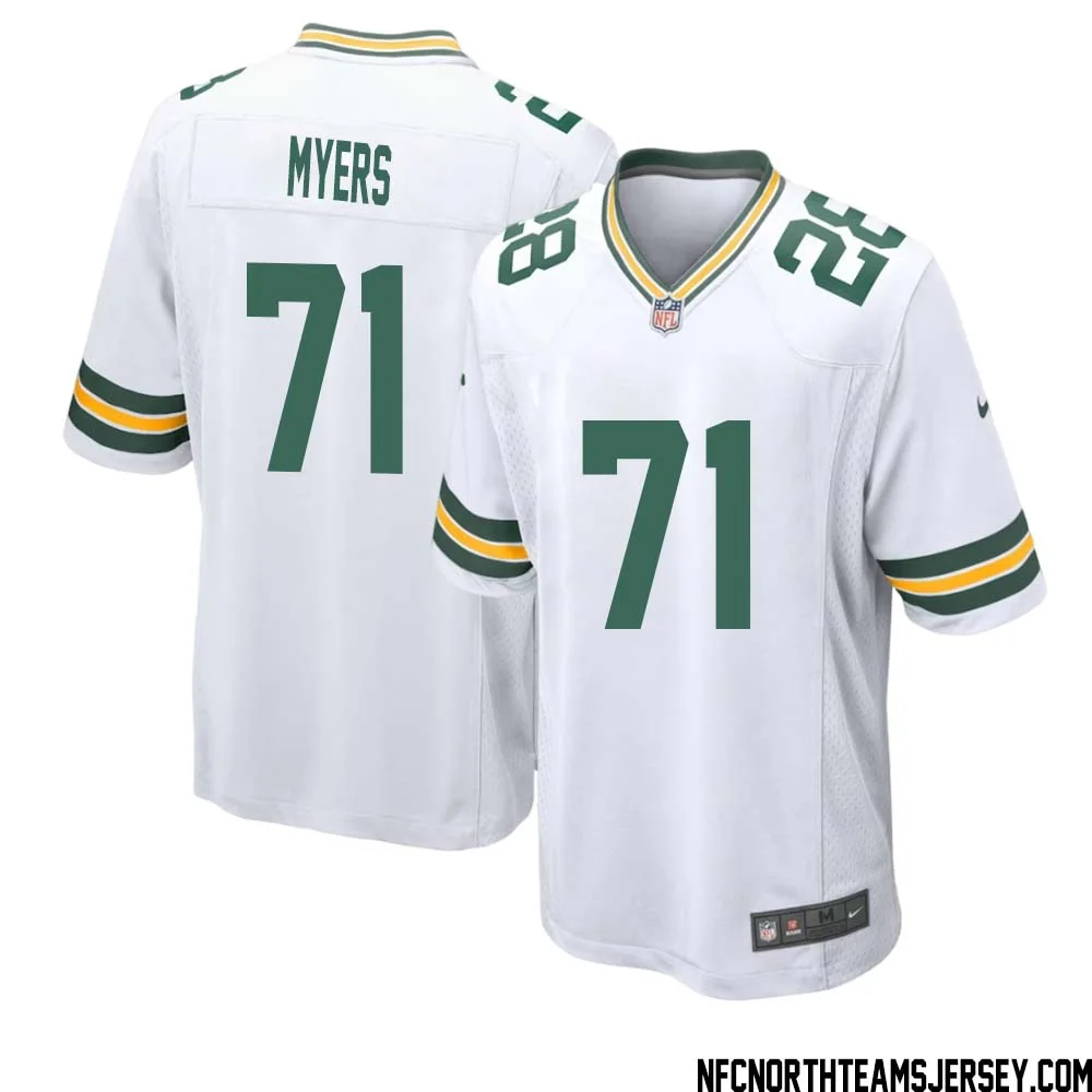 Josh Myers No 71 Green Bay Packers Away Game Jersey Mens White 1