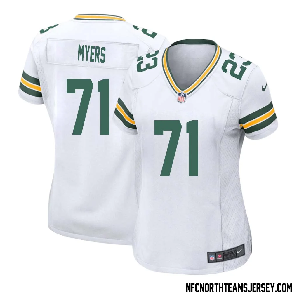 Josh Myers No 71 Green Bay Packers Away Game Jersey Womens White