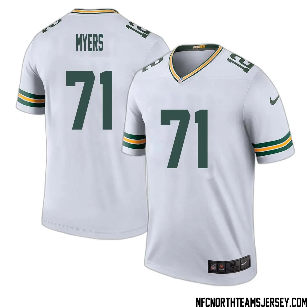Josh Myers No 71 Green Bay Packers Color Rush Legend Jersey White Mens 1
