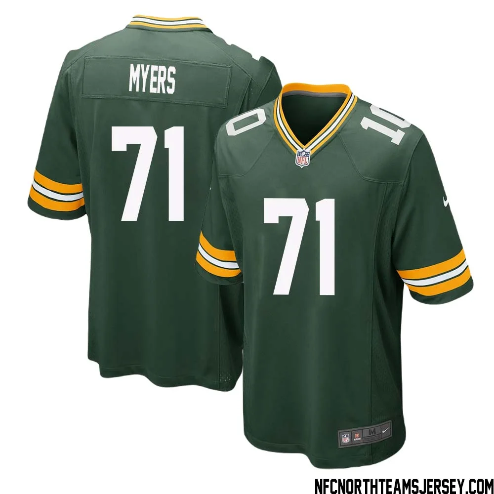 Josh Myers No 71 Green Bay Packers Home Game Jersey Mens