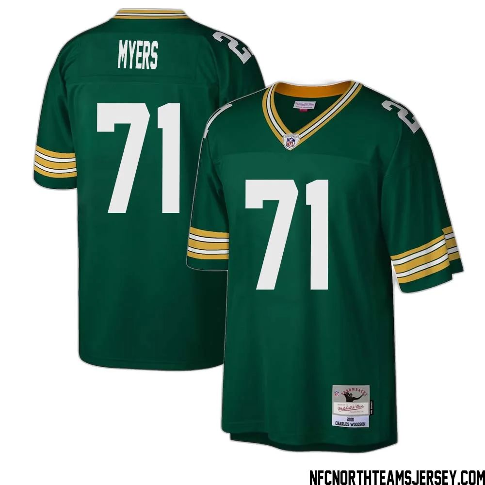 Josh Myers No 71 Green Bay Packers Mitchell Ness Legacy Replica Jersey Green 1