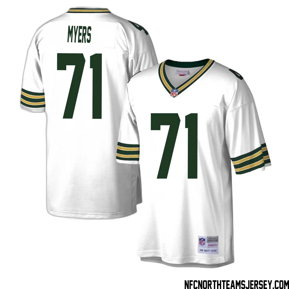 Josh Myers No 71 Green Bay Packers Mitchell Ness Legacy Replica Jersey White 1 1