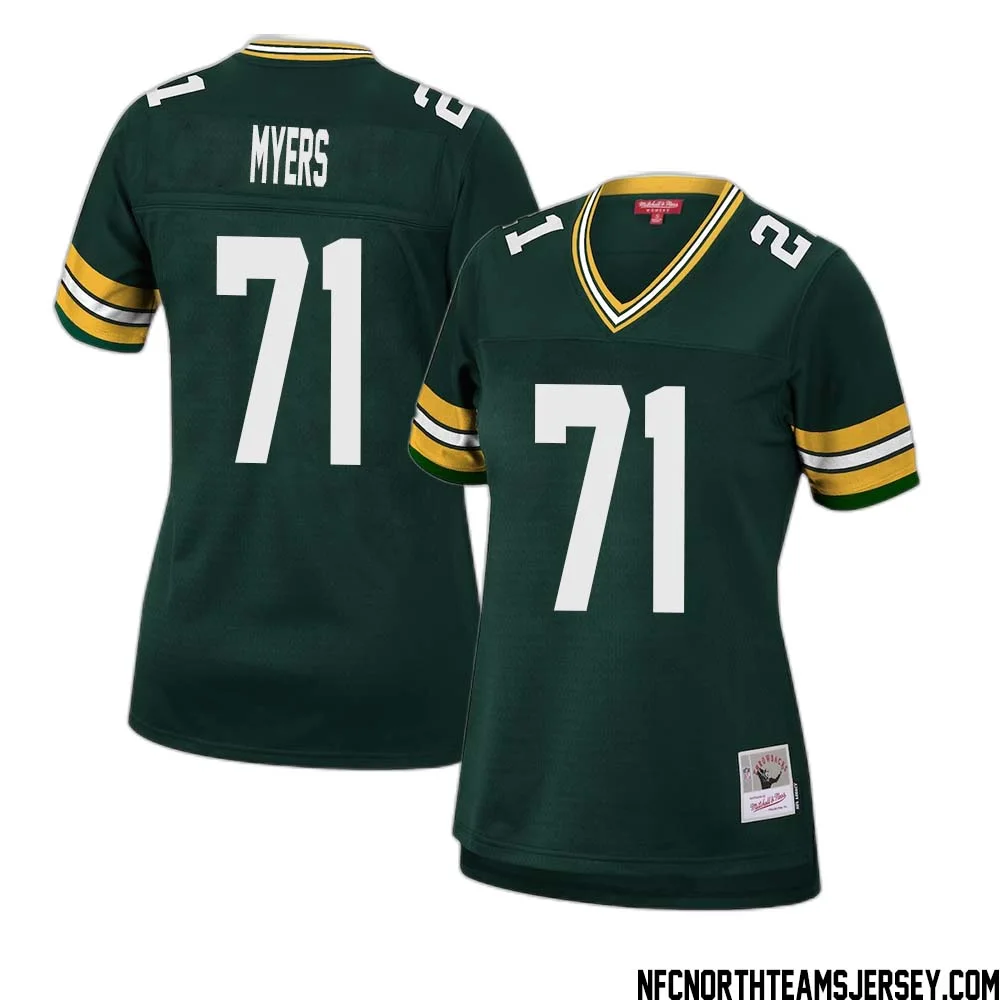 Josh Myers No 71 Green Bay Packers Mitchell Ness Women 2010 Legacy Replica Player Jersey Green 1