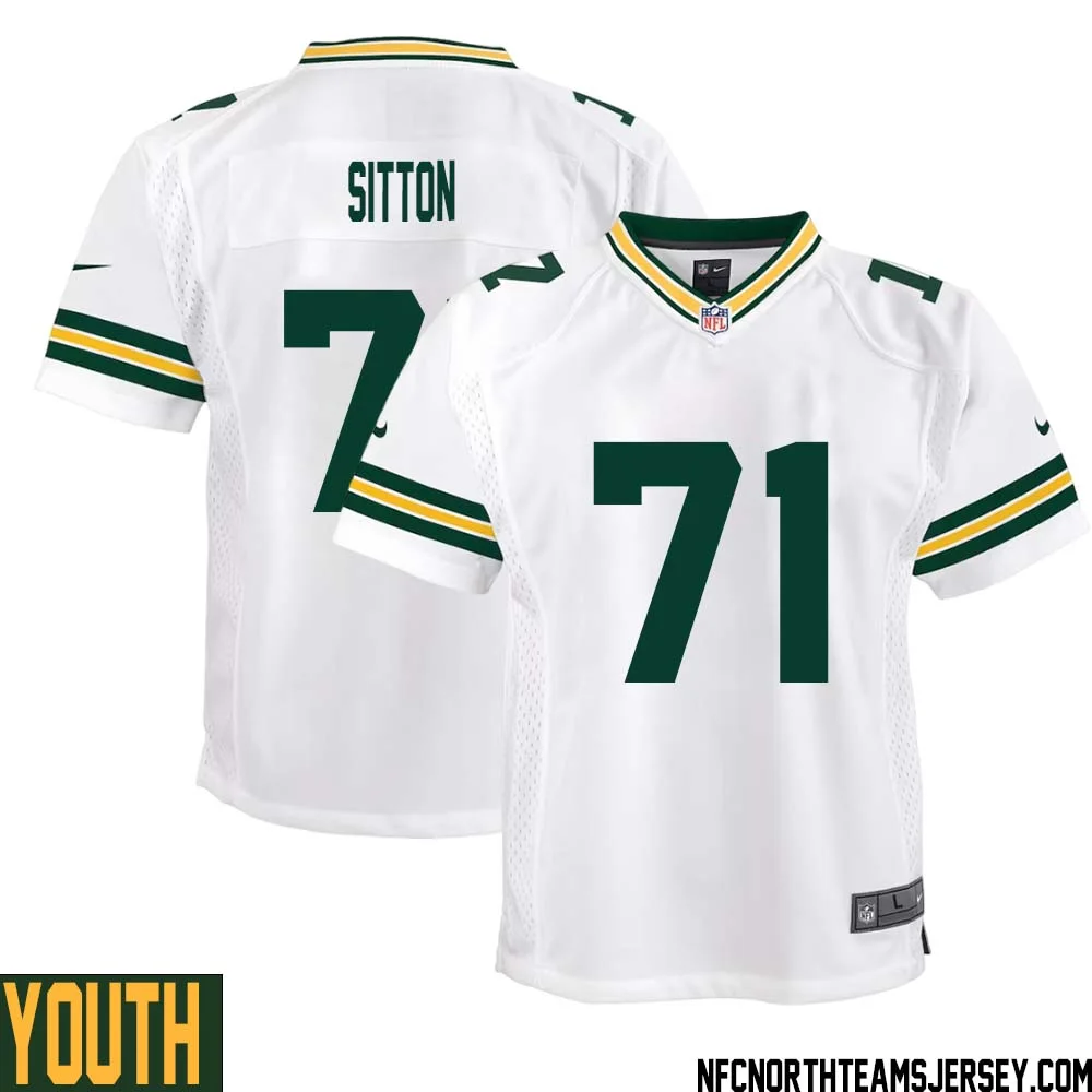 Josh Sitton No 71 Green Bay Packers Away Game Jersey Youth White