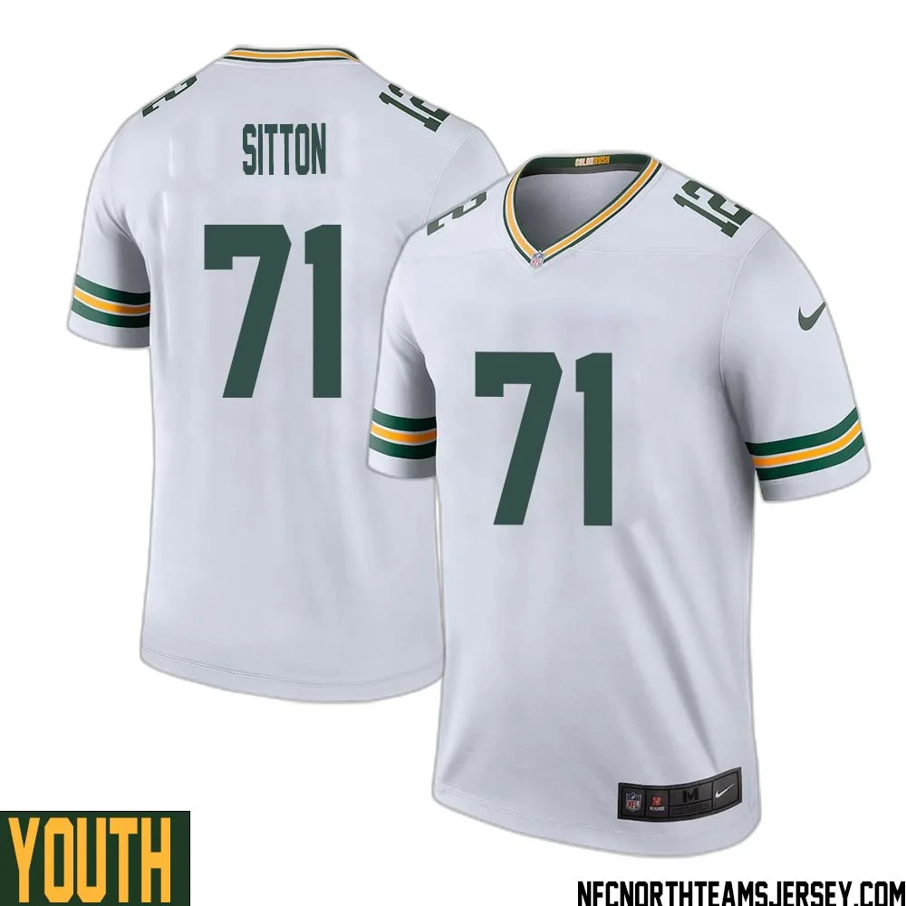 Josh Sitton No 71 Green Bay Packers Color Rush Legend Jersey White Youth 1