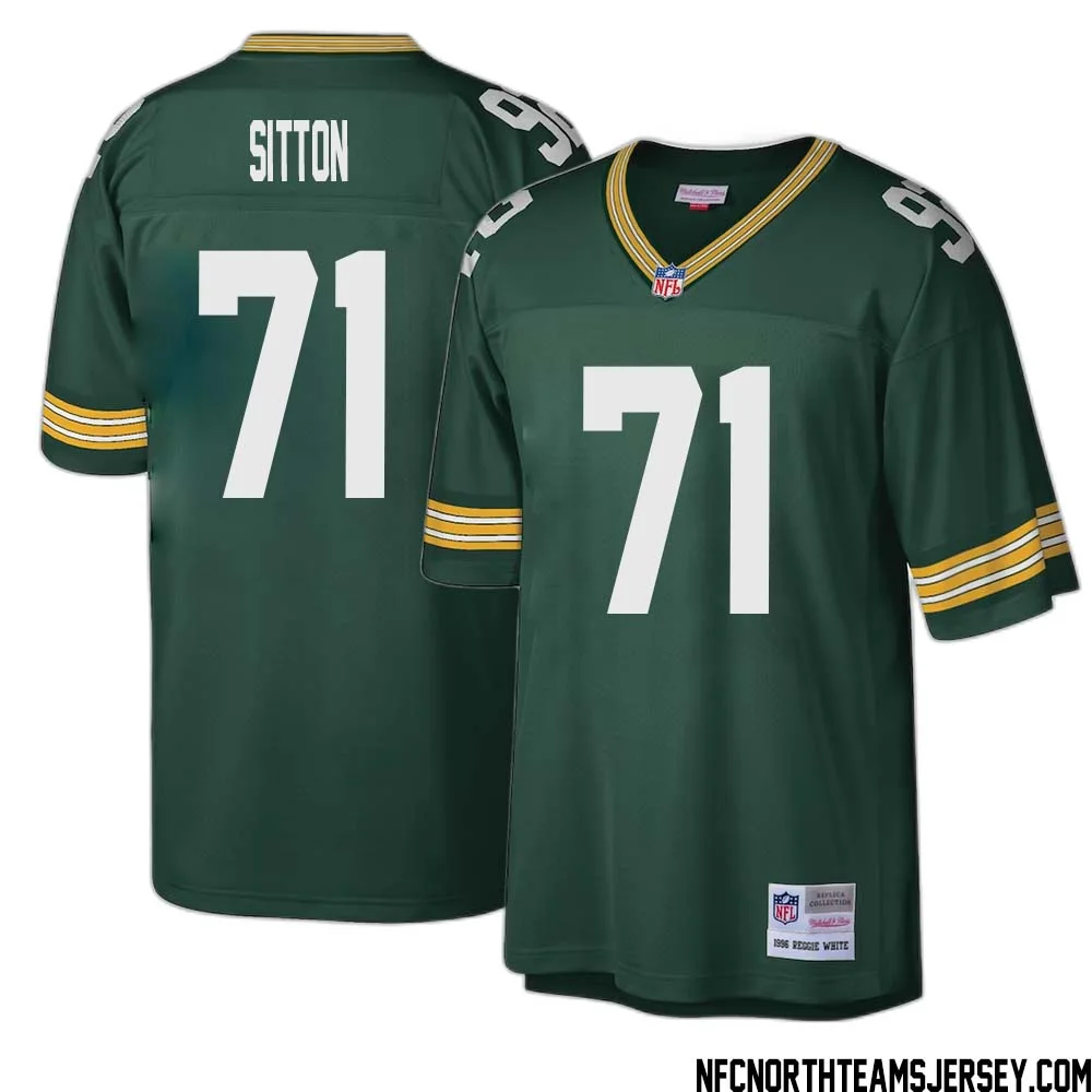 Josh Sitton No 71 Green Bay Packers Mitchell Ness Big Tall 1996 Retired Player Replica Jersey Green 1 1
