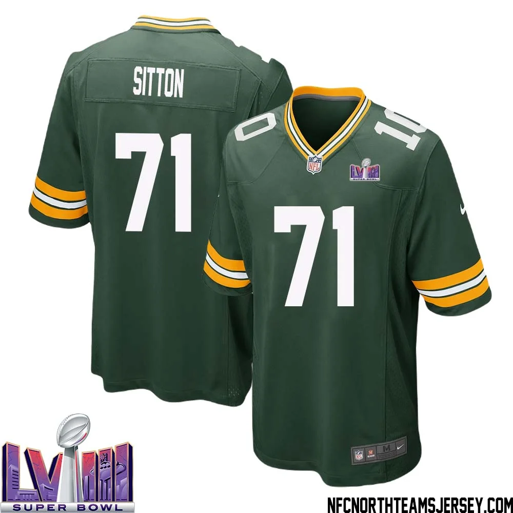 Josh Sitton No 71 Green Bay Packers Super Bowl LVIII Home Game Jersey Mens 1