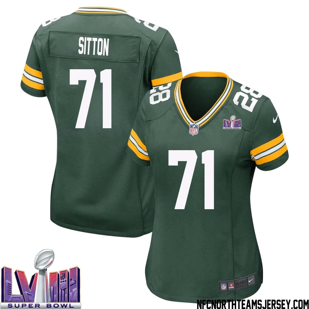 Josh Sitton No 71 Green Bay Packers Super Bowl LVIII Home Game Jersey Womens 1
