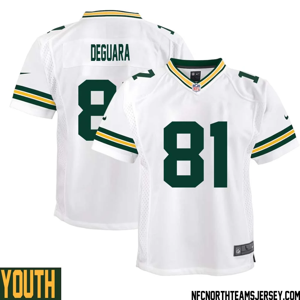 Josiah Deguara No 81 Green Bay Packers Away Game Jersey Youth White 1