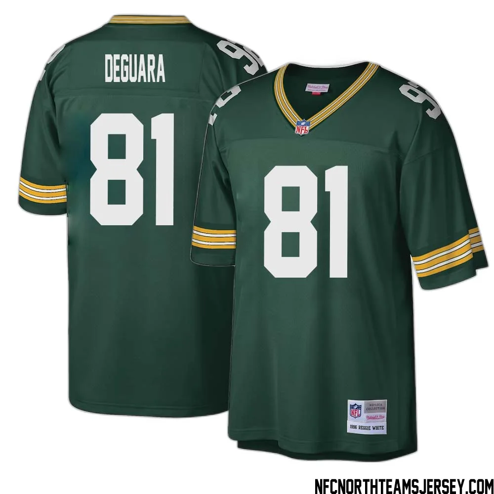 Josiah Deguara No 81 Green Bay Packers Mitchell Ness Big Tall 1996 Retired Player Replica Jersey Green 1 1