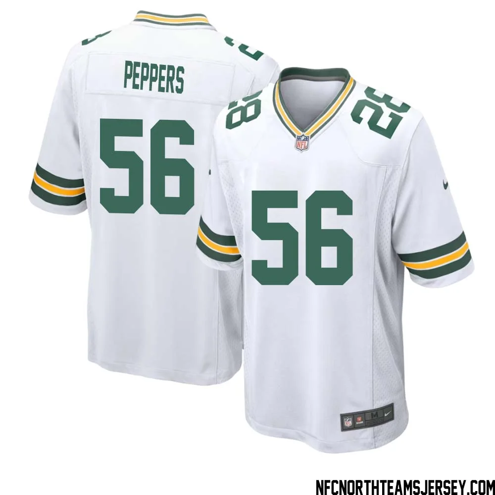 Julius Peppers No 56 Green Bay Packers Away Game Jersey Mens White 1