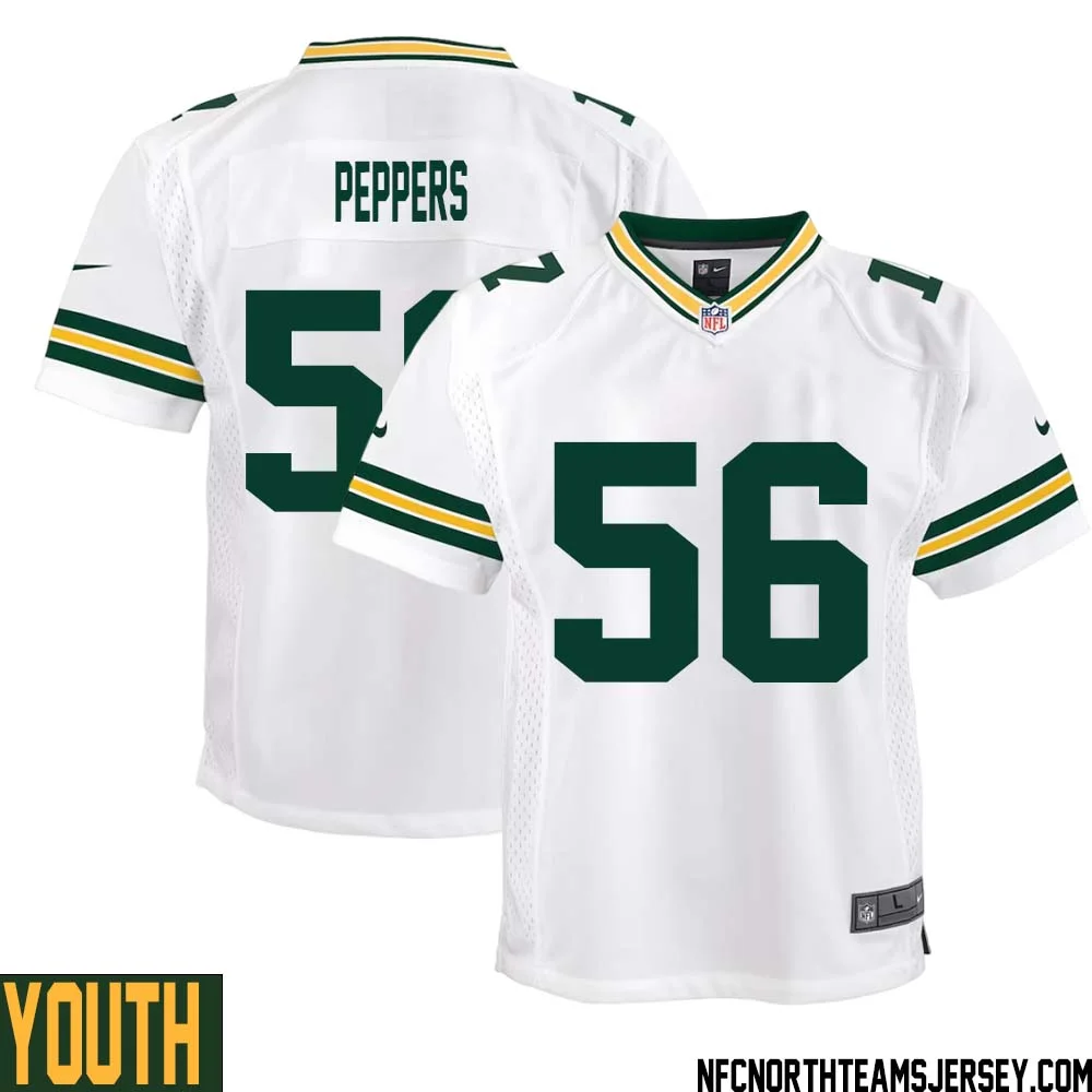 Julius Peppers No 56 Green Bay Packers Away Game Jersey Youth White 1